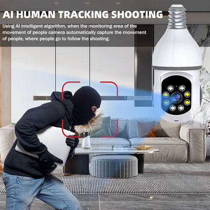 لمبة كاميرا ذكية 360° واي فاي بدقة 1080P مع رؤية ليلية